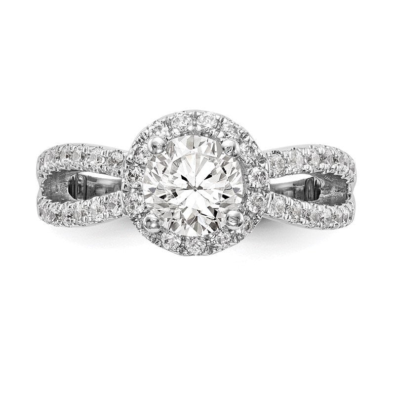 14K White Gold 3/4 carat Lab Grown Diamond VS/SI  D E F  Semi Mount Round Halo Engagement Ring