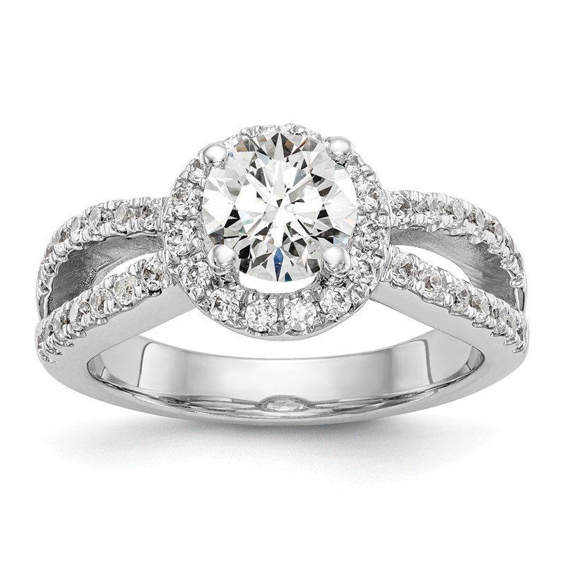 14K White Gold 3/4 carat Lab Grown Diamond VS/SI  D E F  Semi Mount Round Halo Engagement Ring