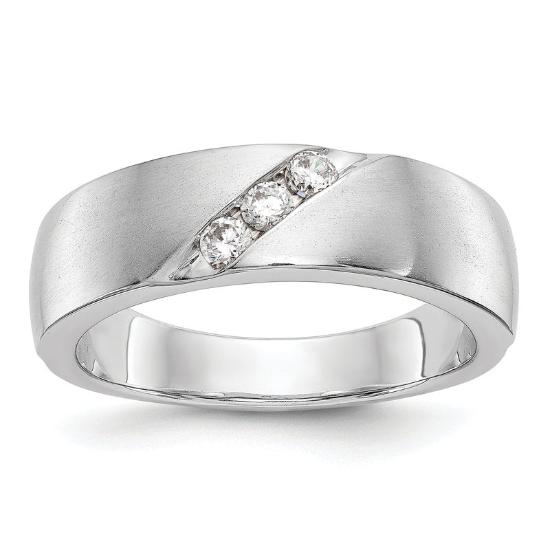 14K White Gold Men's 1/5 carat Lab Grown Diamond VS+ F+ Complete Band
