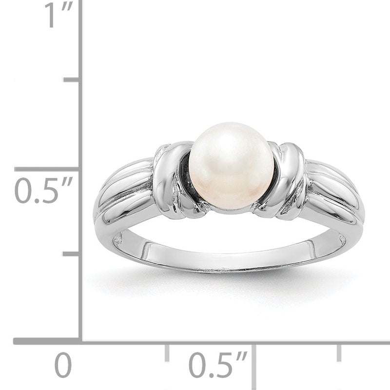 14k White Gold 6mm FW Cultured Pearl Ring