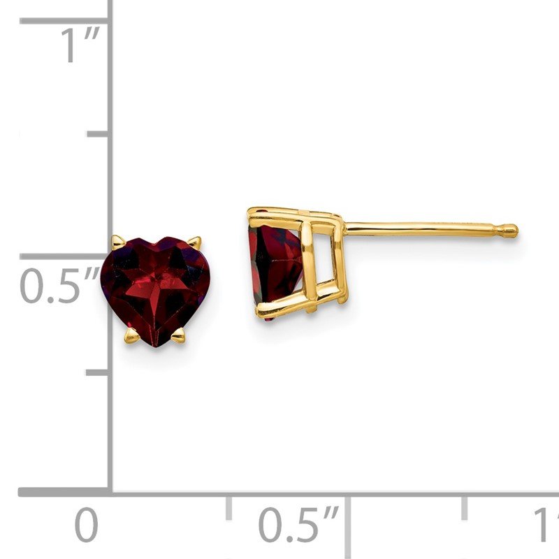 14k 6mm Heart Garnet Post Earrings