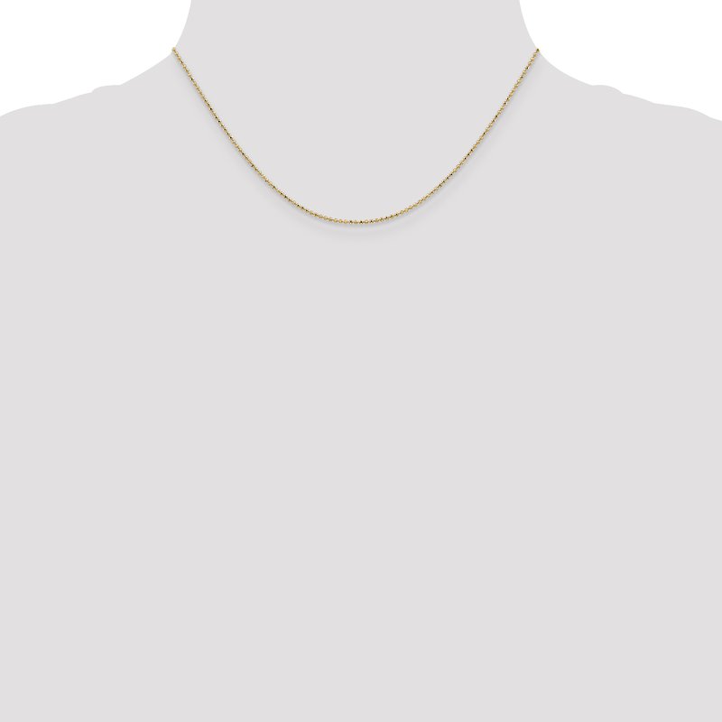 14K 10 inch 1.2mm Diamond-cut Beaded with Lobter Clasp Anklet