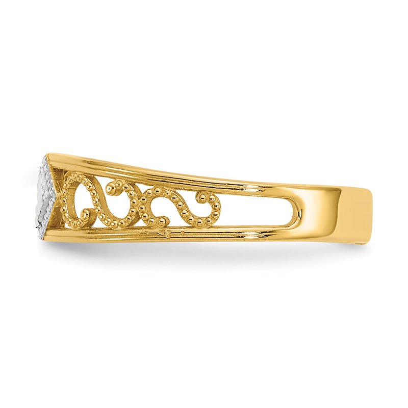14k &amp; Rhodium Diamond-Cut Toe Ring