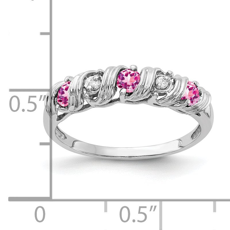 14k White Gold 2.75mm Pink Sapphire AA Diamond ring