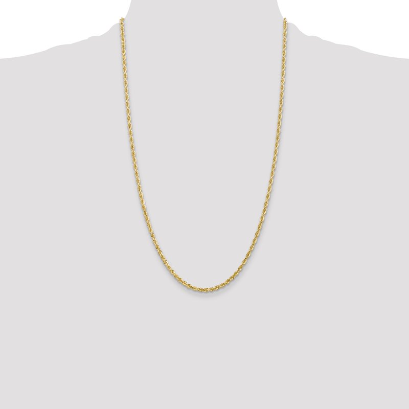 14K 26 Inch 3mm Diamond-cut Quadruple Rope Lobster Clasp Chain
