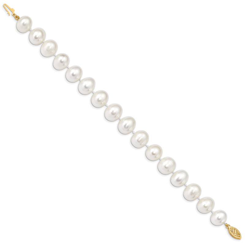 14k 11-12mm White Near-Round Freshwater Cultured Pearl 18 inch Necklace