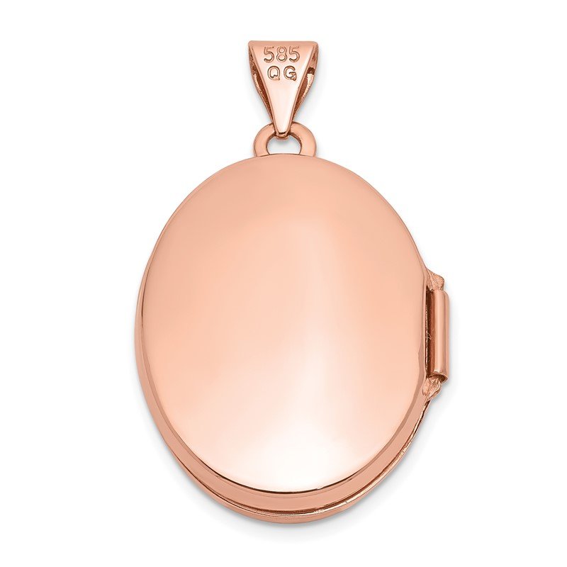 14K Rose Gold Diamond Vintage Filigree with Black Fabric Interior 21mm Oval Locket