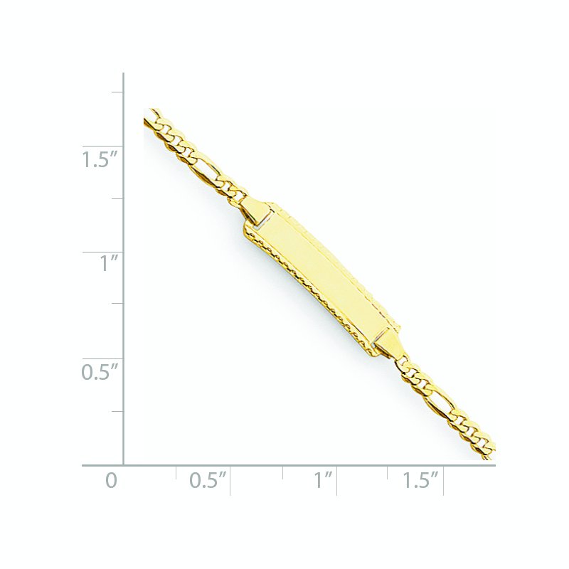 14k Polished Solid Chain/Solid Plate Figaro Link 18.5x5mm Plate 6 inch Baby/Child ID Bracelet