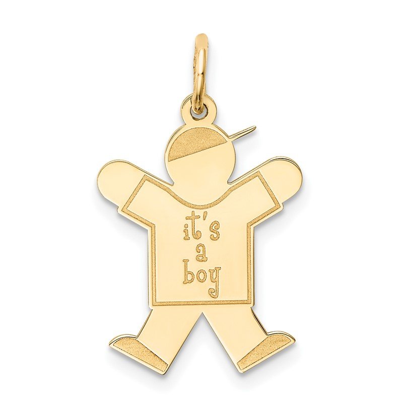 14k The Kids Small It's a Boy Engravable Joy Charm