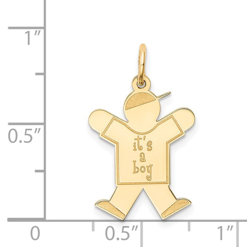 14k The Kids Small It's a Boy Engravable Joy Charm