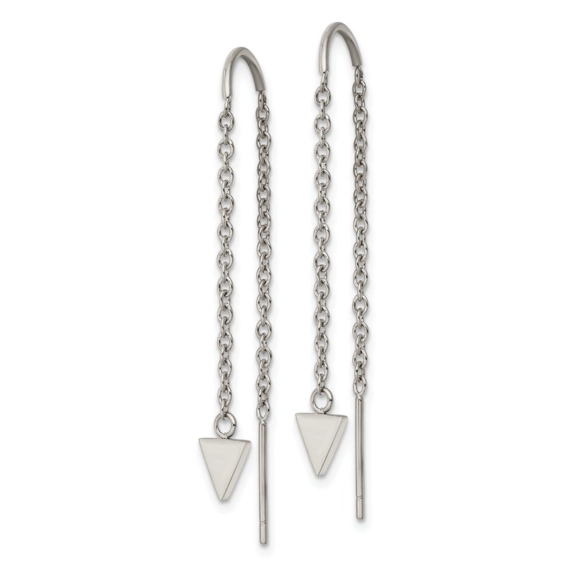 Stainless Steel Polished Triangle Dangle Threader Earrings