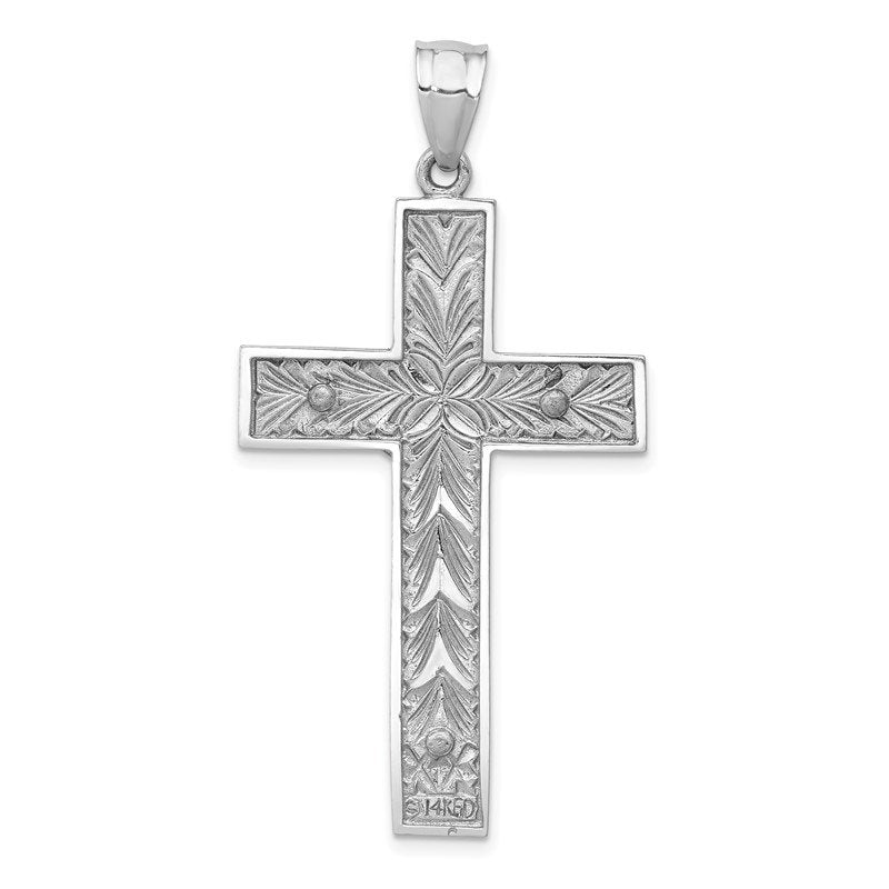 14k Two-tone Crucifix with Flower Center Pendant