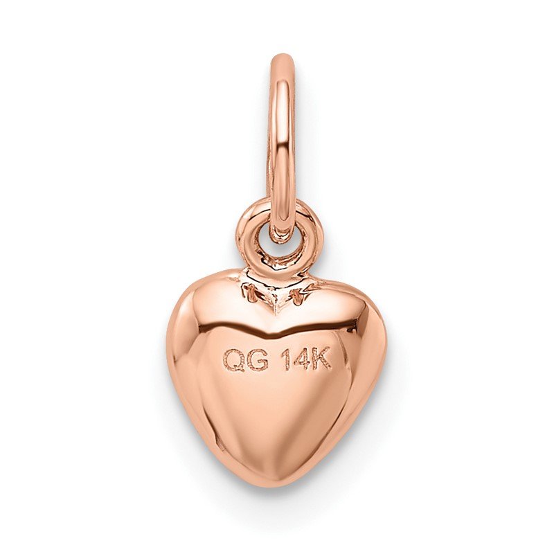 14K Rose Polished 3-D Puffed Heart Charm