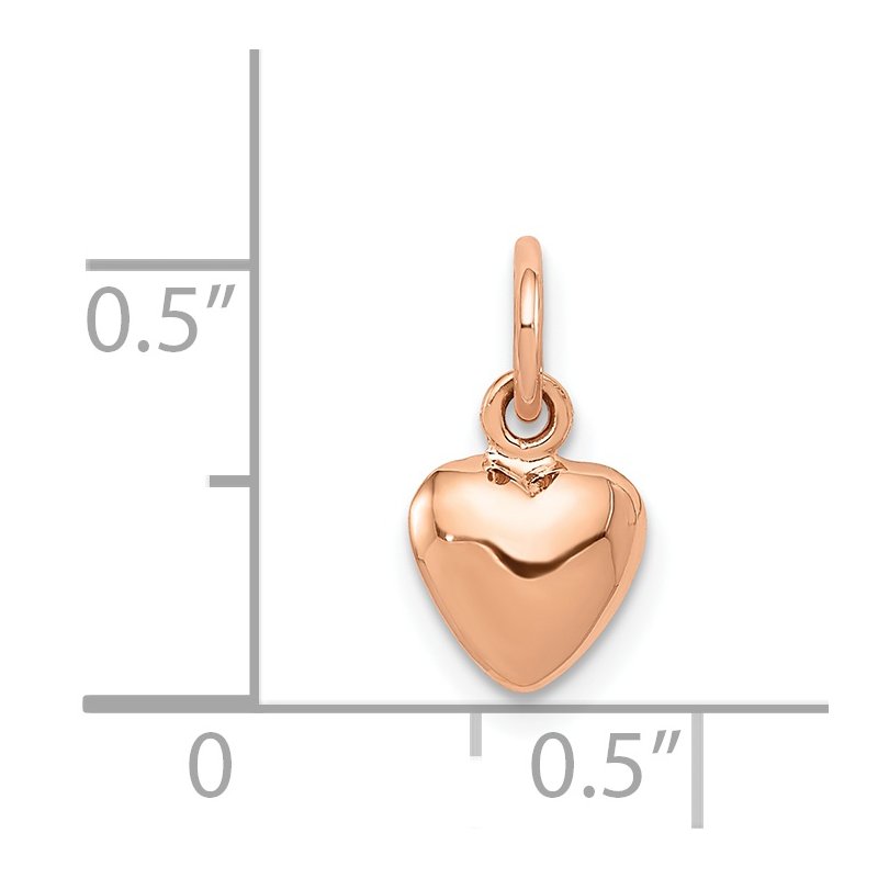 14K Rose Polished 3-D Puffed Heart Charm