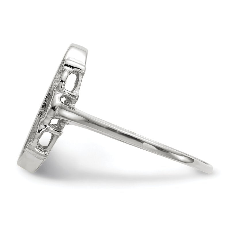 14k White Gold 7.0x14.5mm Open Back Signet Ring
