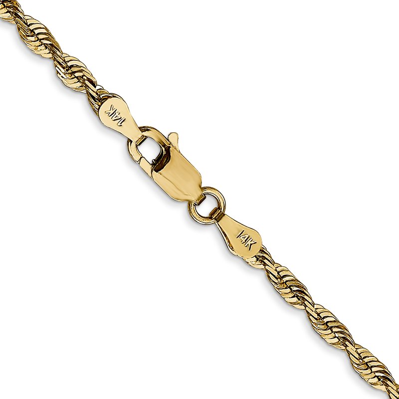 14K 10 inch 2.75mm Ultra Diamond-cut Rope with Lobster Clasp Anklet