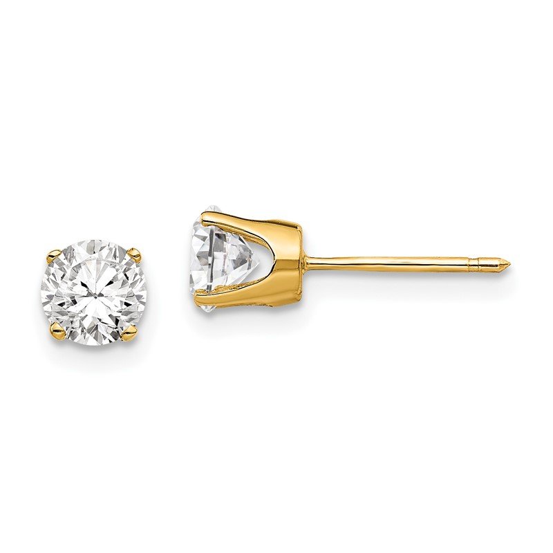 14k 5mm Round CZ Stud Earrings