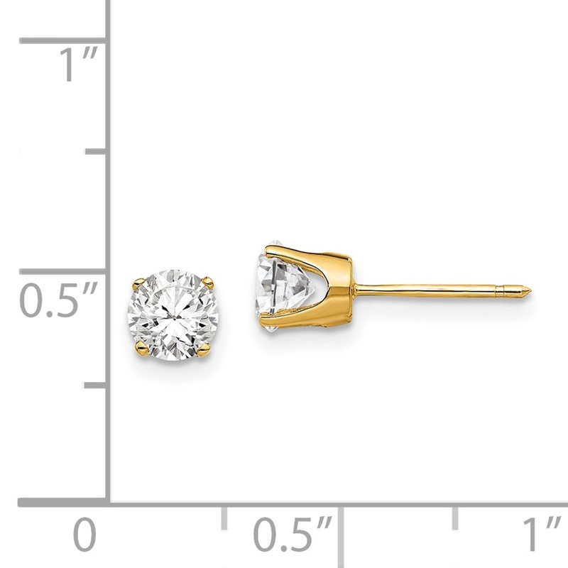 14k 5mm Round CZ Stud Earrings