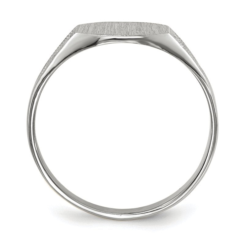 14k White Gold 9.0x7.0mm Closed Back Signet Ring