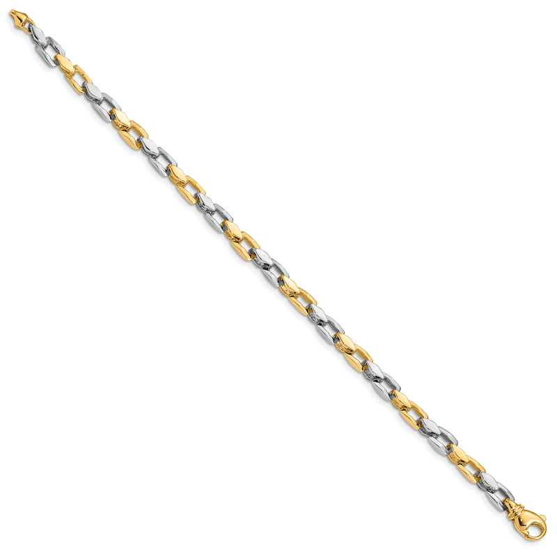 14K Two-tone 18 inch 4.5mm Hand Polished Fancy Link with Fancy Lobster Clasp Chain