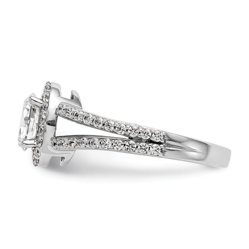 14K White Gold 1/2 carat Lab Grown Diamond VS/SI  D E F  Semi Mount Oval Halo Engagement Ring