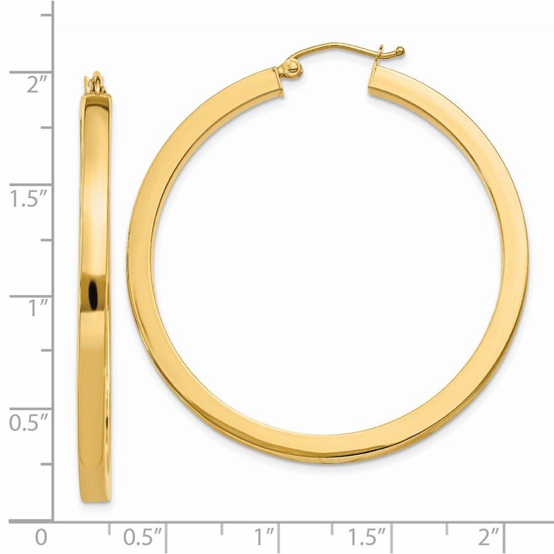 14k 3mm Polished Square Hoop Earrings