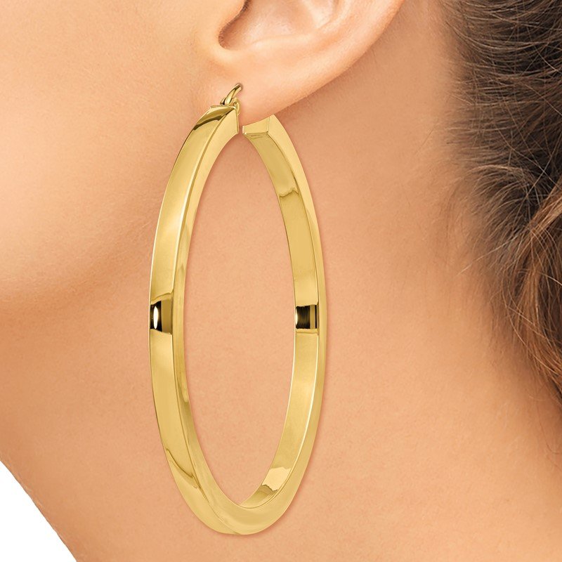 14k 3mm Polished Square Hoop Earrings