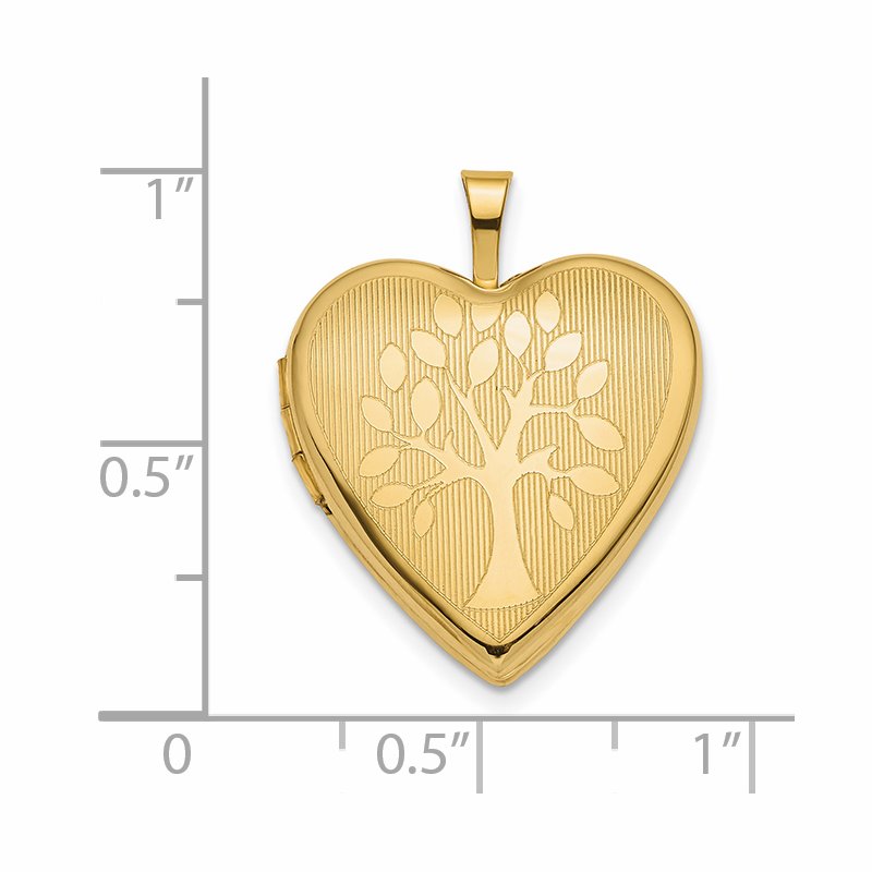 14K Polished Tree 20mm Heart Locket