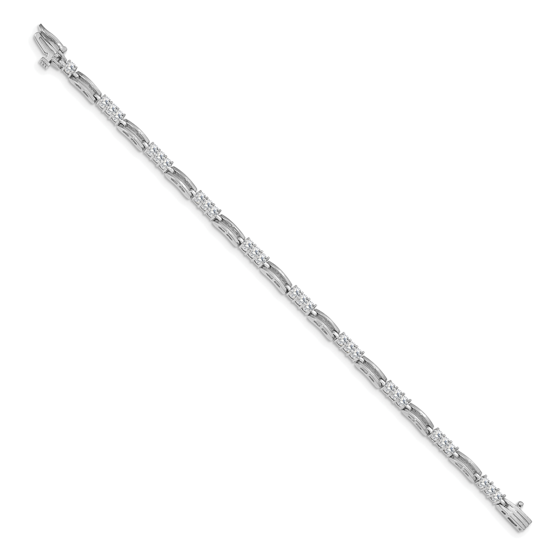 14k White Gold Complete 1.5 carat Round VS Diamond Paperclip Link 7 inch Tennis Bracelet