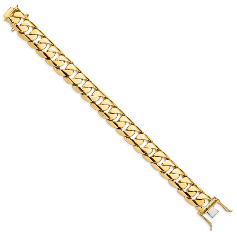 14K 20 inch 15.4mm Hand Polished Rounded Curb Link with Box Catch Clasp Chain