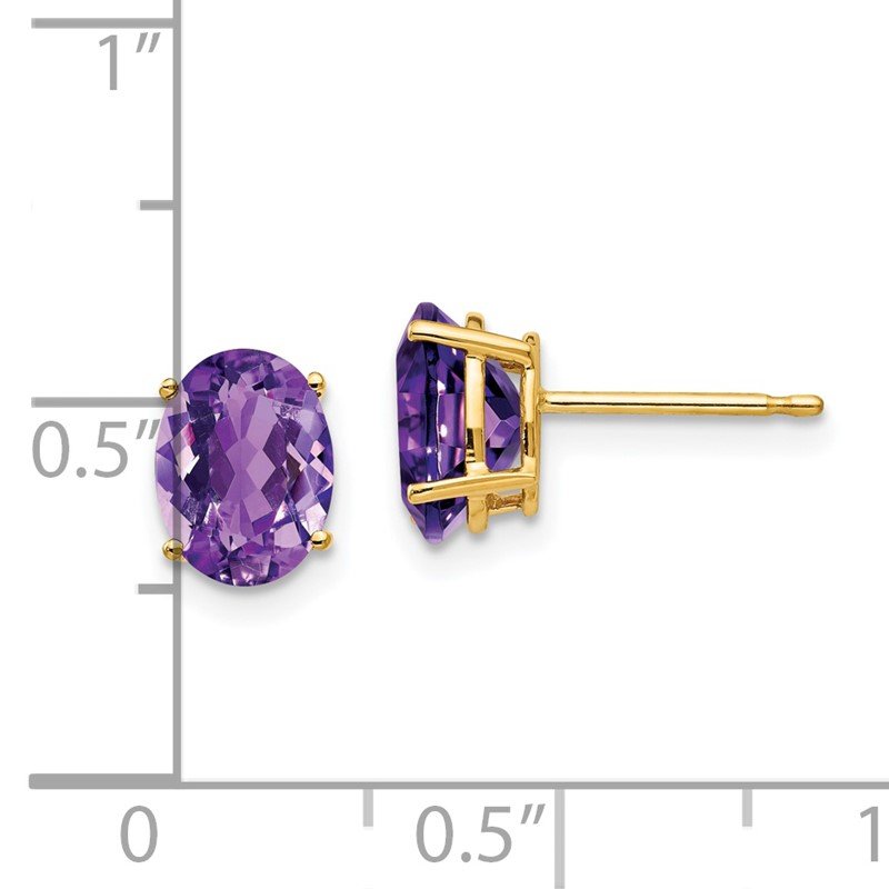 14k 8x6mm Oval Amethyst Post Earrings