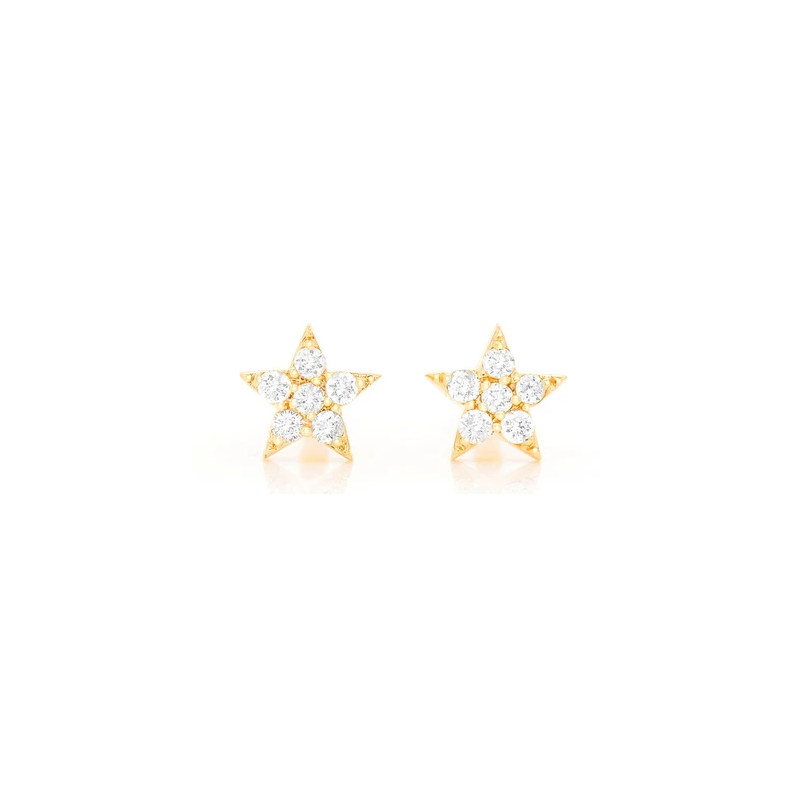Mini Five Point Star Stud Earrings 14K