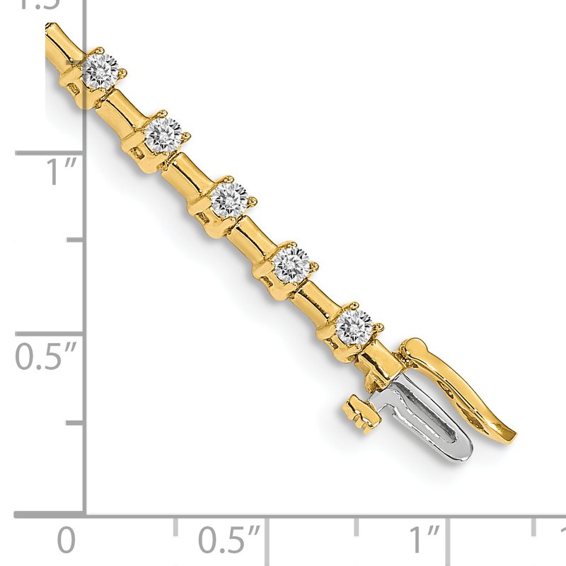 14k Complete 2 carat Round AA Diamond Bar Link 7 inch Tennis Bracelet