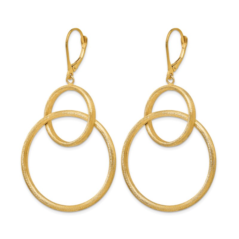 14K Scratch Finish Round Leverback Earrings