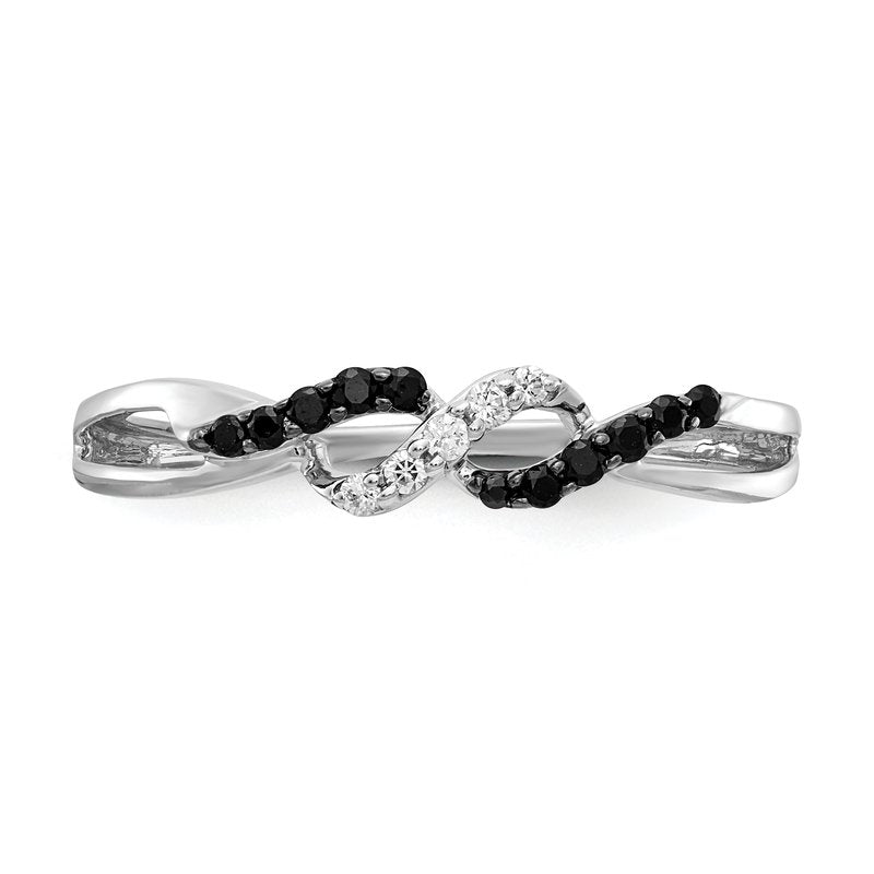 14k White Gold w/ Blue and White Diamond Twist Ring