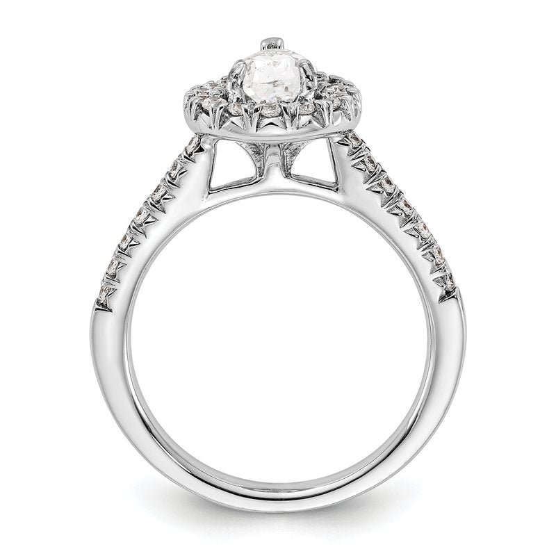 14K White Gold 1/3 carat Lab Grown Diamond VS+ F+ Semi-Mount Pear Halo Engagement Ring