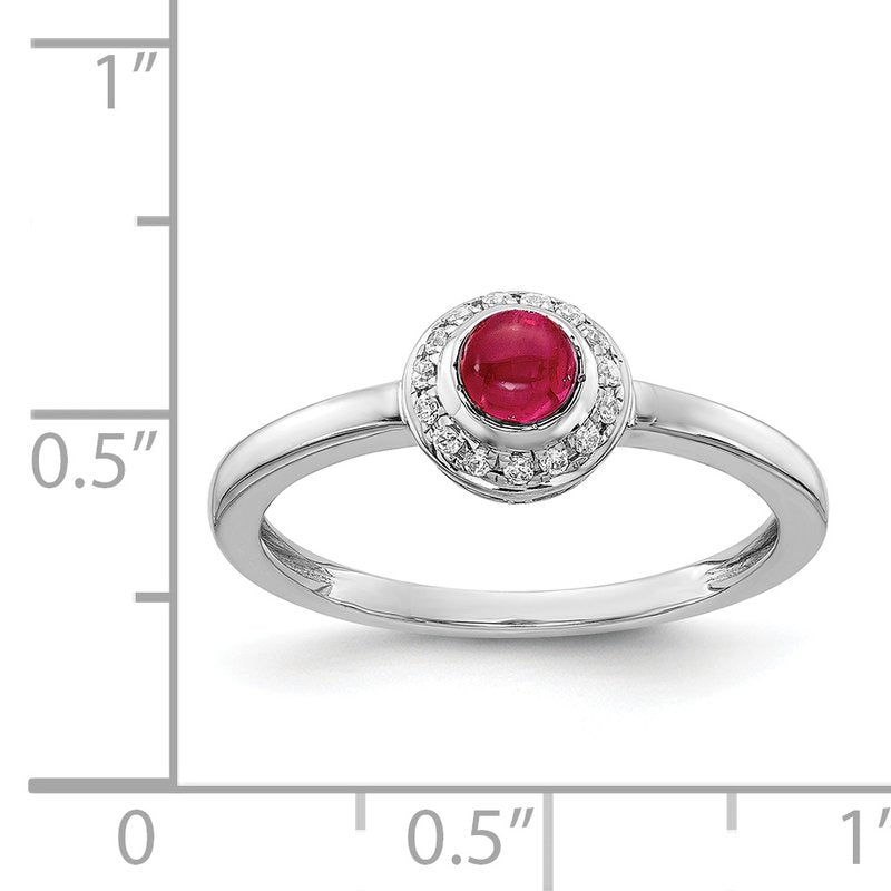 14k White Gold Diamond and Cabochon Peridot Ring