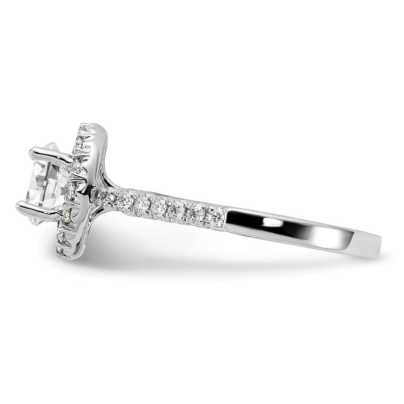 14K White Gold 1/4 carat Lab Grown Diamond VS+ F+ Semi-Mount Round Halo Engagement Ring