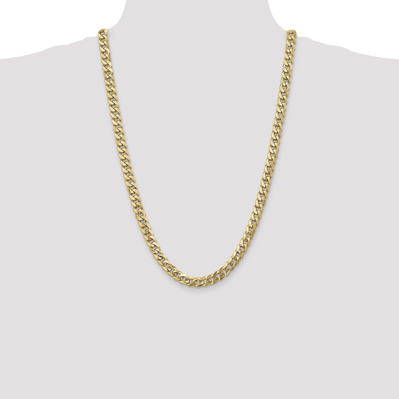 14K 26 inch 8mm Flat Beveled Curb with Lobster Clasp Chain