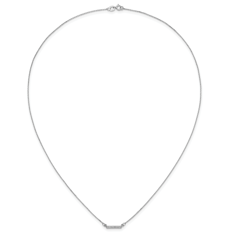 14k White Gold Polished 1/20 carat A Diamond Tiny Bar 18 inch Necklace