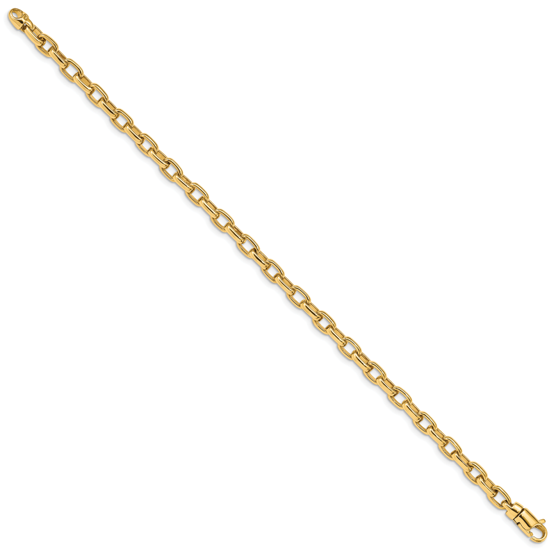 14K 7.25 inch 5mm Hand Polished Fancy Link with Lobster Clasp Bracelet