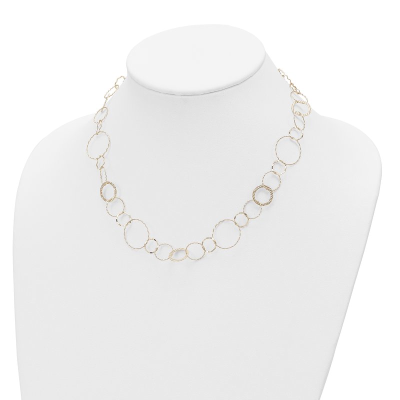 14K Polished Diamond-cut and Textured Circles 18 inch Necklace