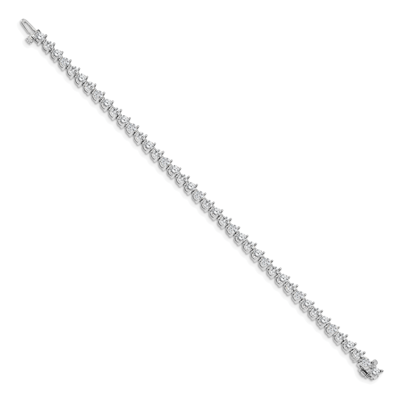 14k White Gold Complete 6.15 carat Round VS Diamond 3-prong 7 inch Tennis Bracelet
