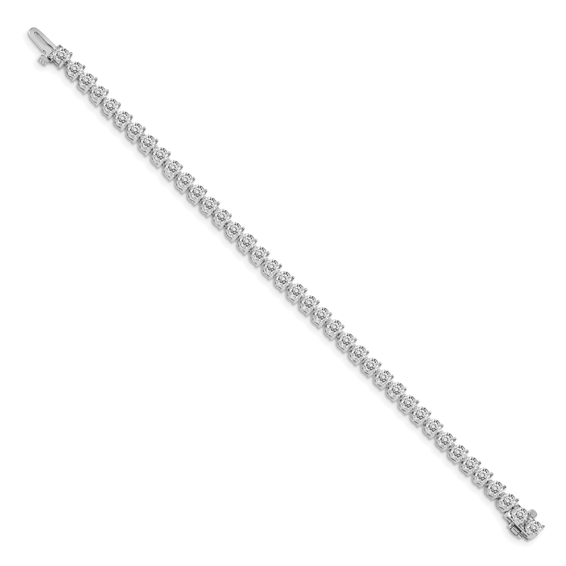 14k White Gold Complete 7 carat Round AAA Diamond 3-prong 7 inch Tennis Bracelet