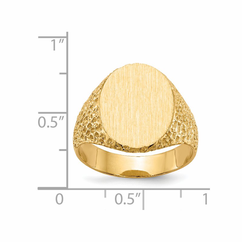 14k 13.0x17.0mm Closed Back Mens Signet Ring