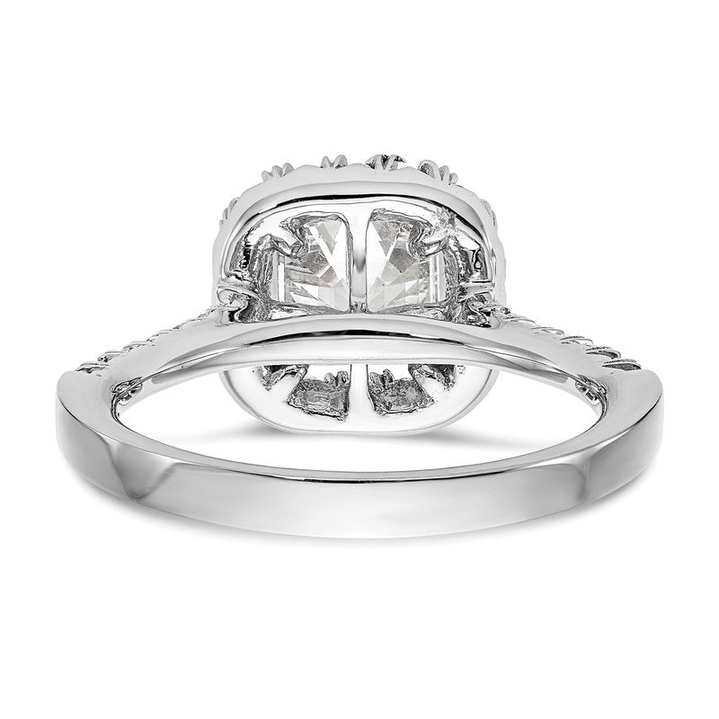 14K White Gold 1/2 carat Lab Grown Diamond VS+ F+ Semi-Mount Asscher Halo Engagement Ring