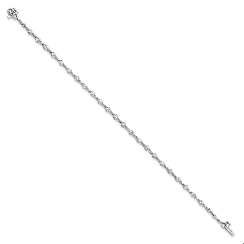 14k White Gold Complete 1.4 carat Round AAA Diamond 2-prong 7 inch Tennis Bracelet