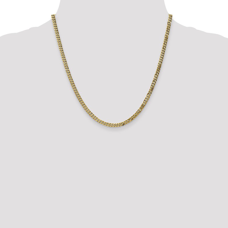 14K 26 inch 3.9mm Flat Beveled Curb with Lobster Clasp Chain