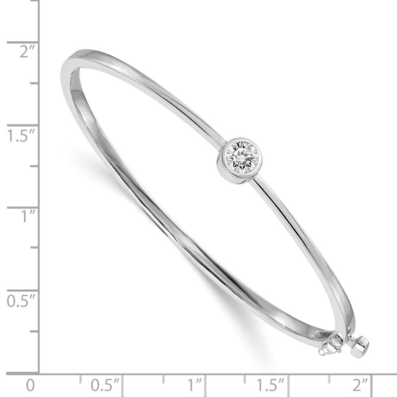 14k White Gold Complete 1/2 carat AA Diamond Hinged Oval Bangle Bracelet