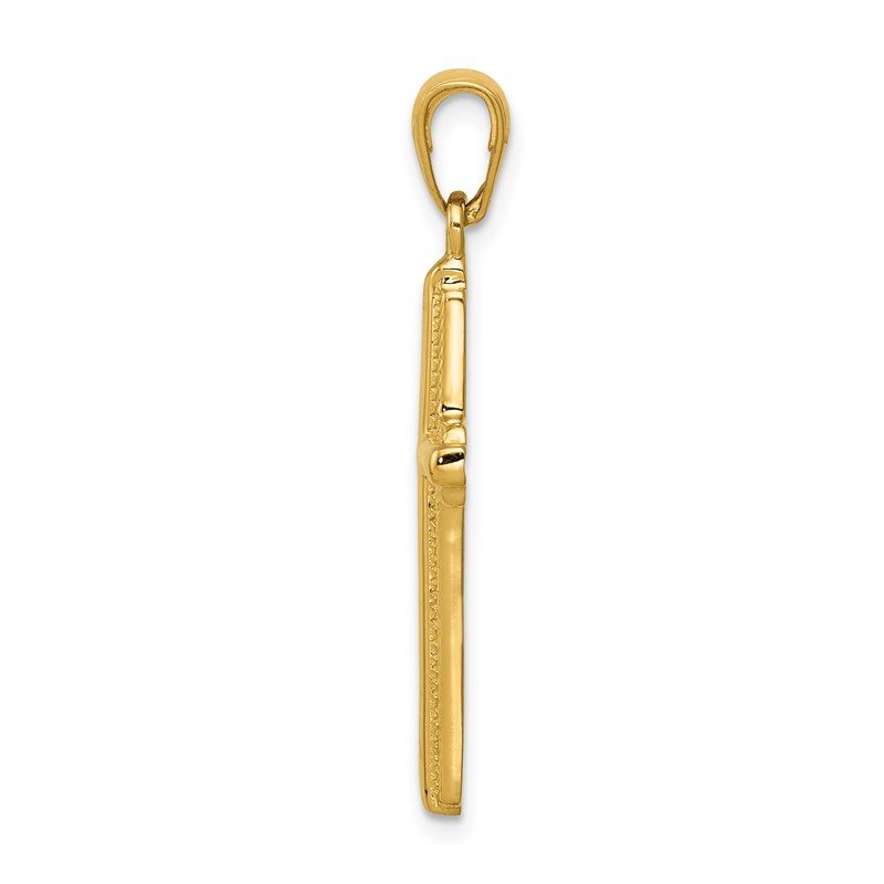 14K Cross with Striped Border Pendant